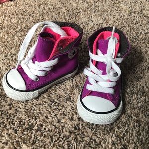 Baby girl high top Converse Shoes- 2-tone